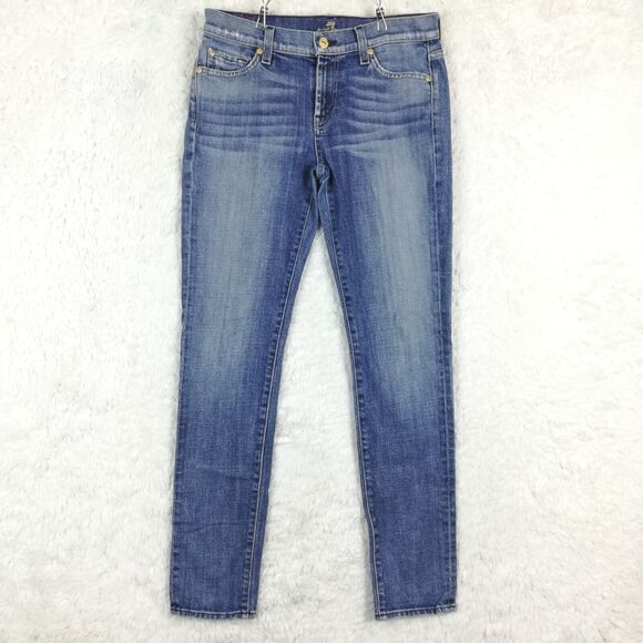 7 For All Mankind Womens Jeans The Slim‎ Cigarette Denim Blue Whiskering 27 - Picture 1 of 12